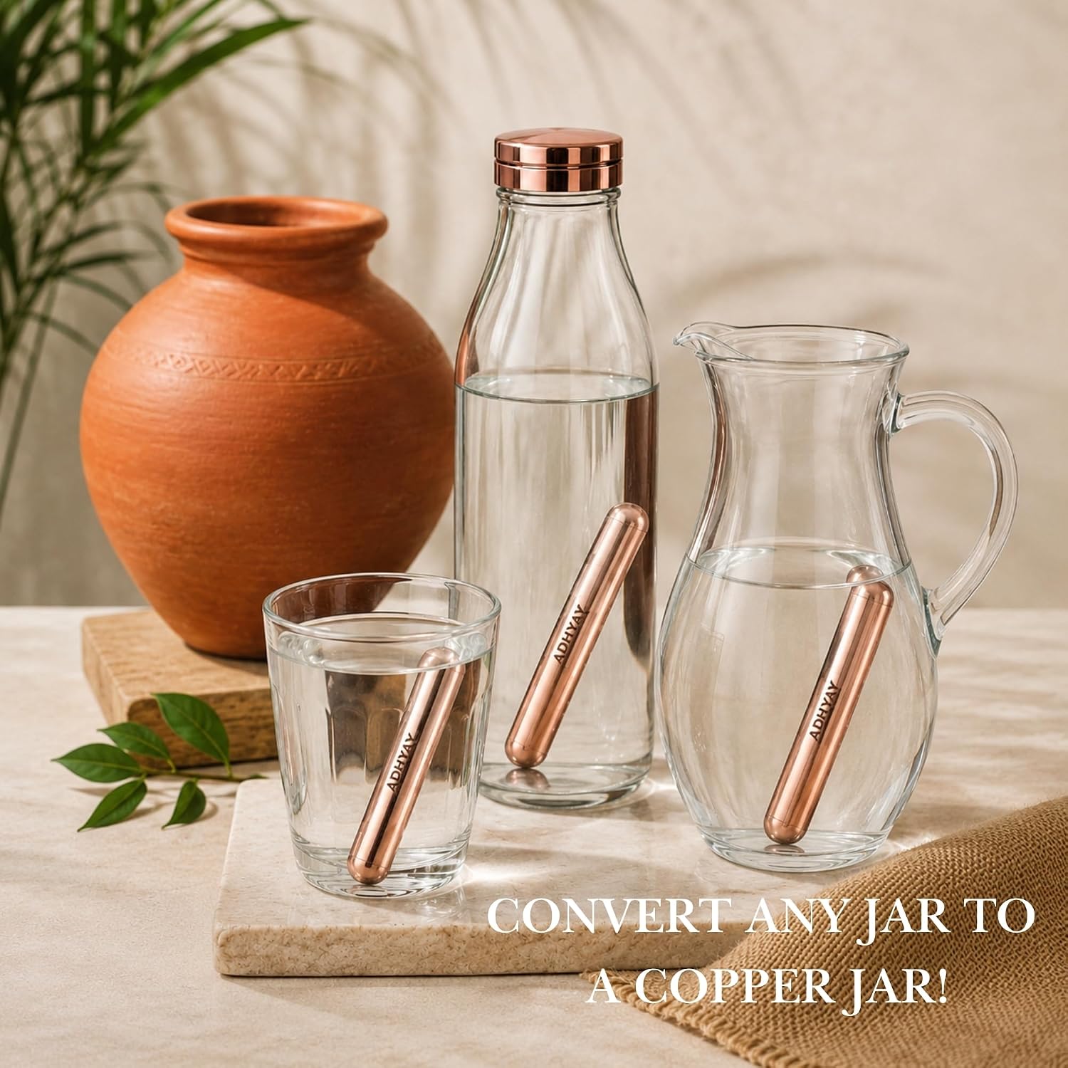 ADHYAY Copper Stem Water Enhancer, 99.9% Pure Unpolished Food-Grade Copper Sticks, Set of 2 – view 5