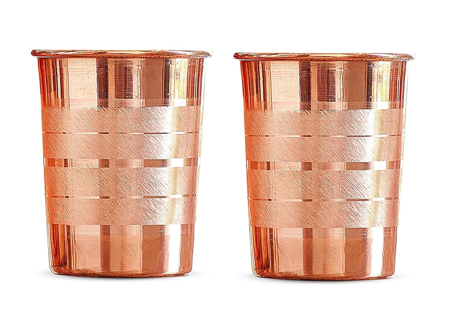 100% Pure Copper Tumbler 300ml | Ayurvedic Drinking Glass for Water | Handcrafted Copper Utensil for Daily Use – 2Pcs Set