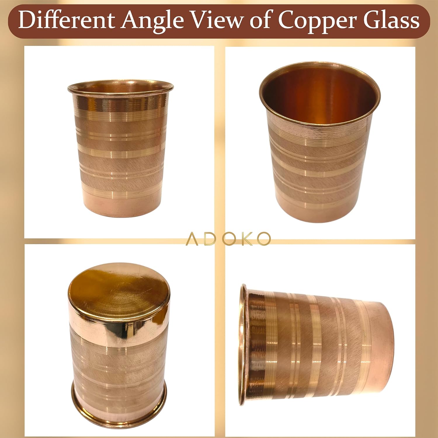 Adoko Pure Copper Tumbler 300 ml Set of 2 – view 6