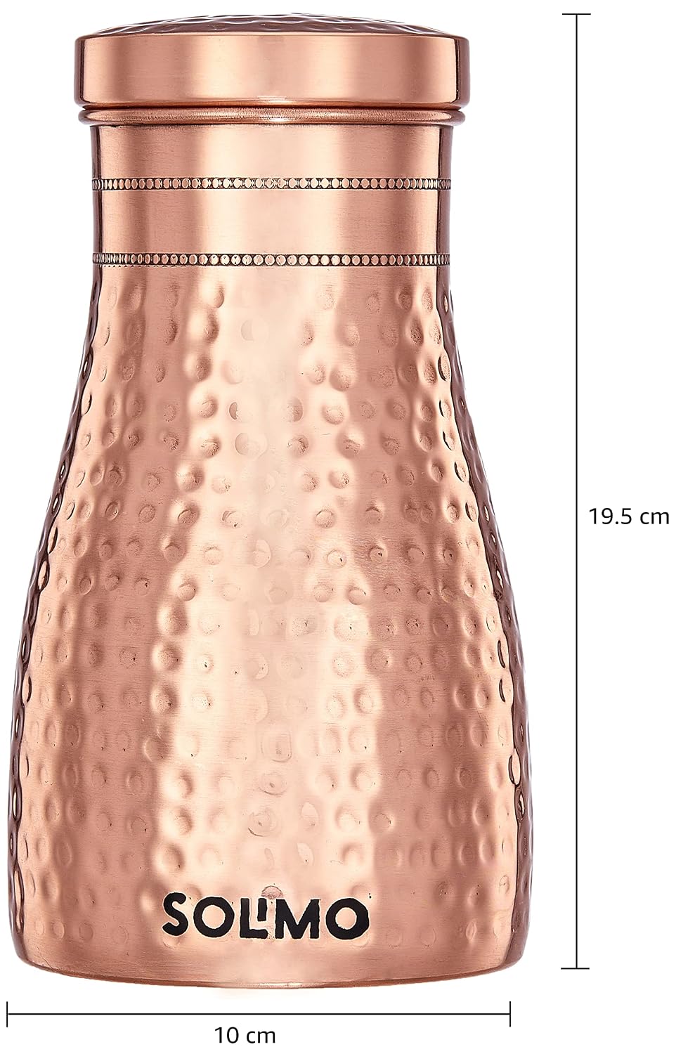Solimo Copper Water Pot with Glass, Hammered Finish, 950 ml – view 4