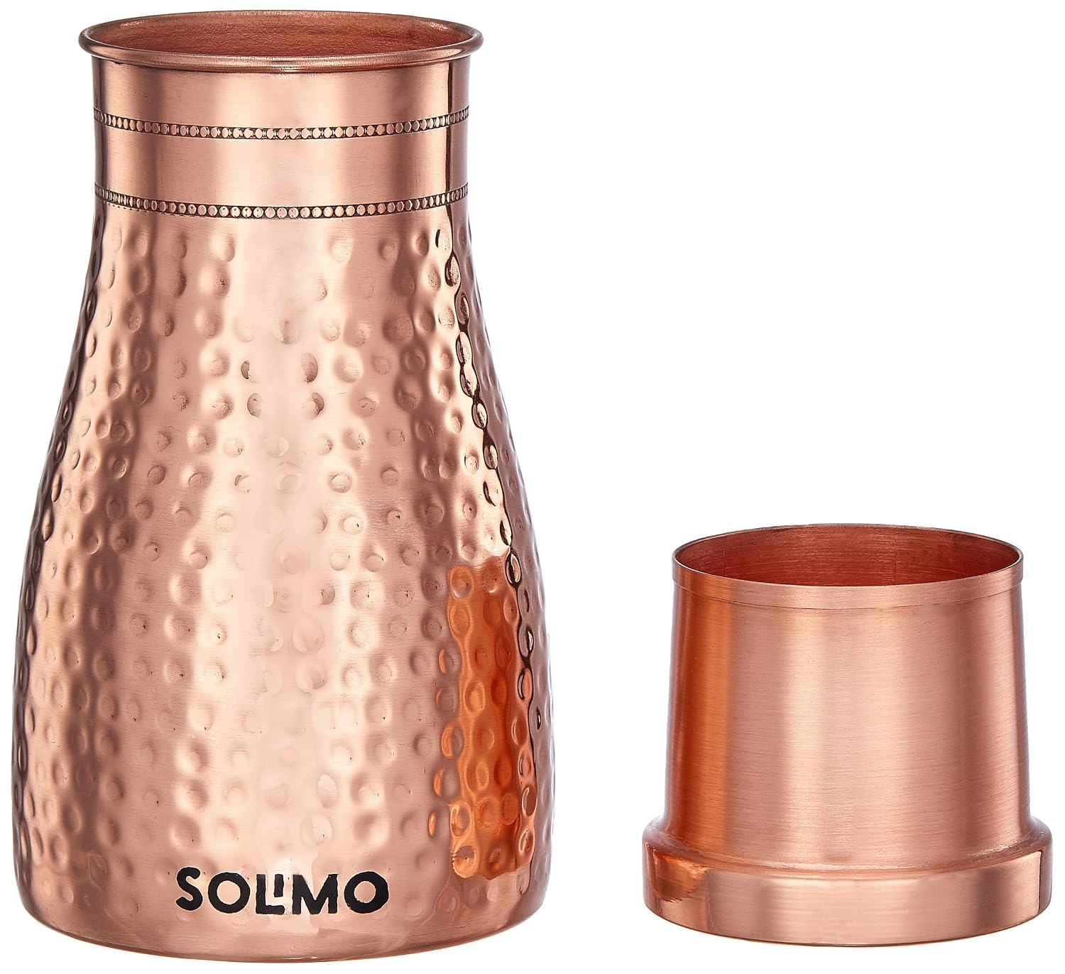 Solimo Copper Water Pot with Glass, Hammered Finish, 950 ml – view 2