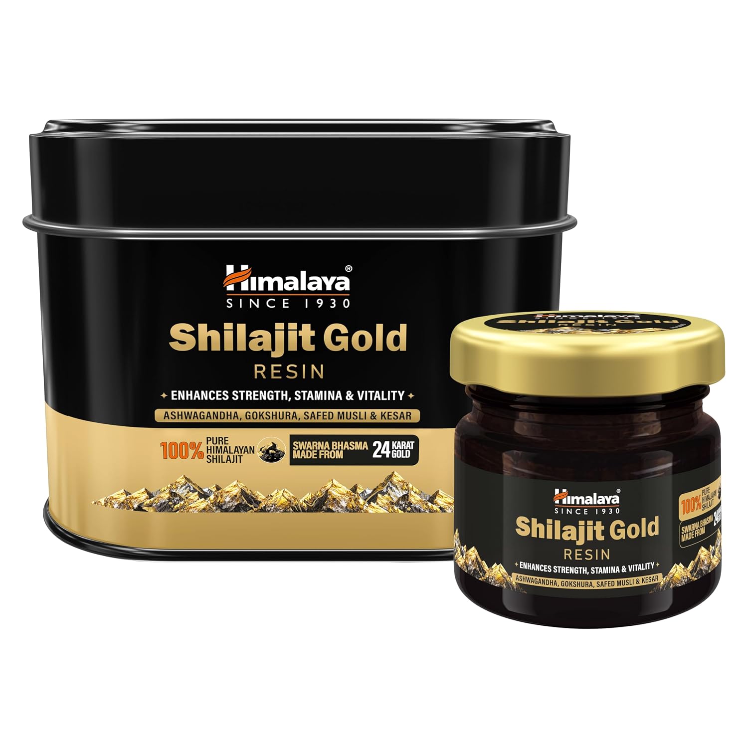Himalaya Shilajit Gold Resin - 20g | 500mg/Serving | 100% Pure Himalayan Shilajit | Contains 24 Carat Gold + 6 Ayurvedic Herbs | Boosts Energy, Endurance & Muscle Recovery