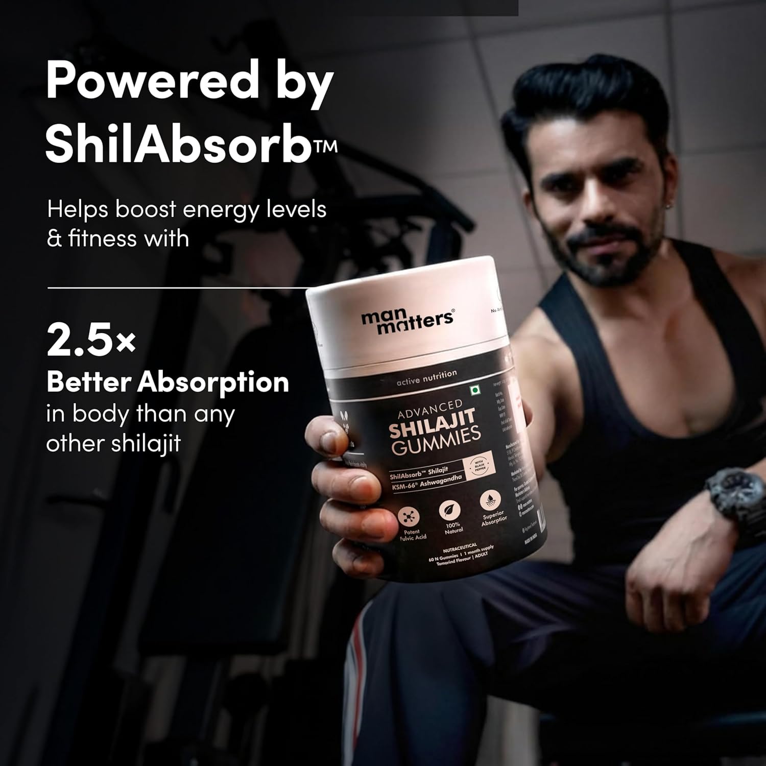 Man Matters Pure Shilajit Gummies with Fulvic Acid & KSM-66 Ashwagandha - 60 Count – view 5