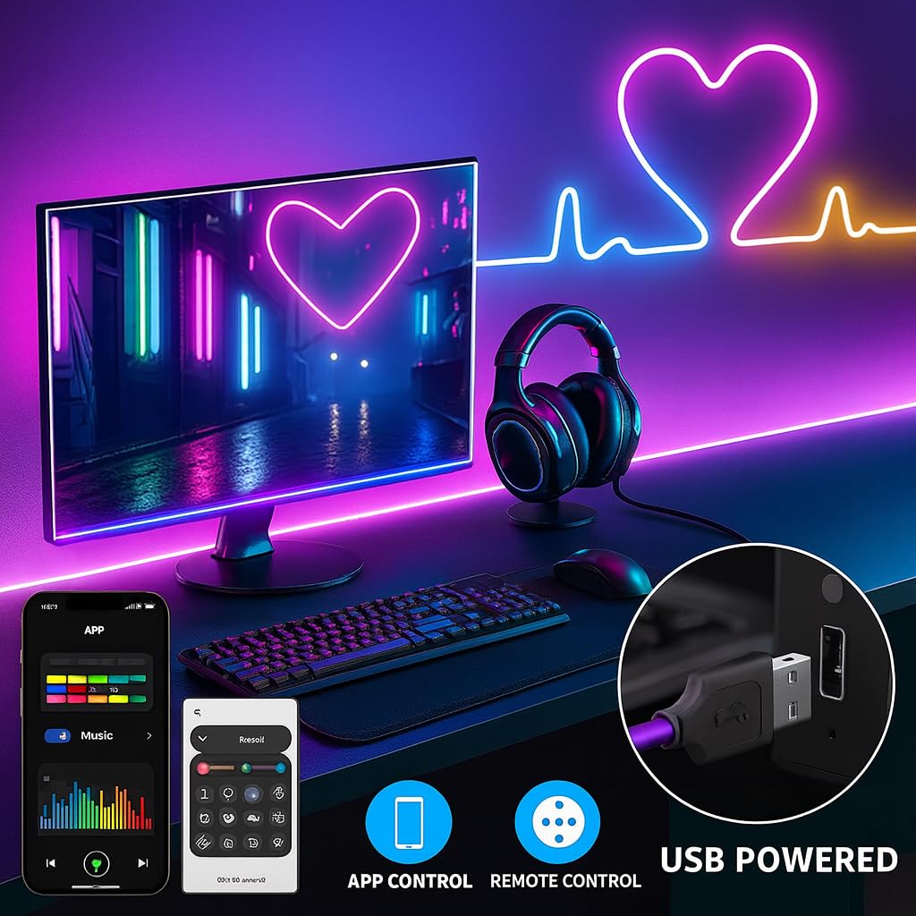 Gesto 5V RGB Neon LED Strip Light 5 Meter with App & Remote Control – view 2