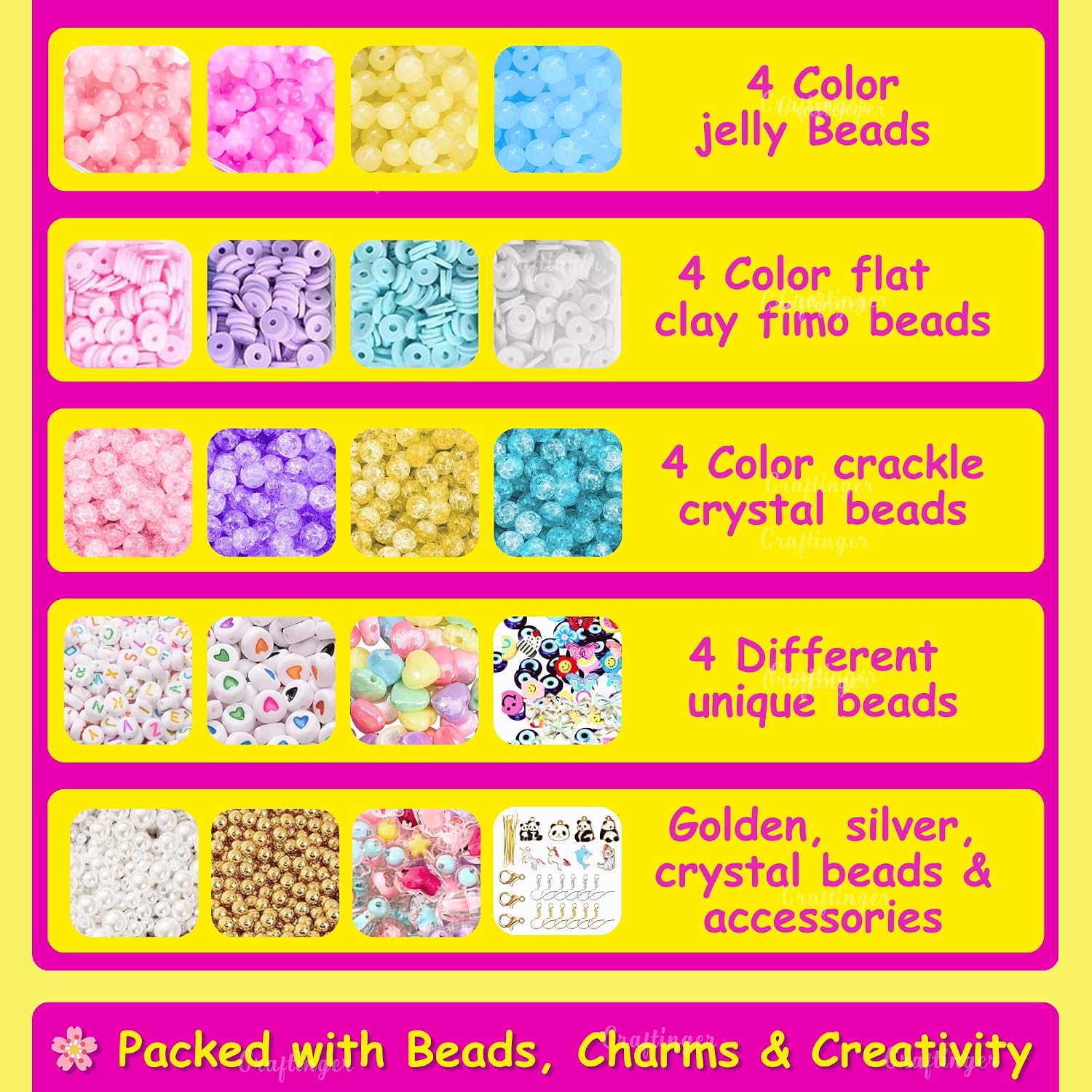 Craftinger Multi Beads Jewelry Making Kit for Kids Ages 6-12 – view 3