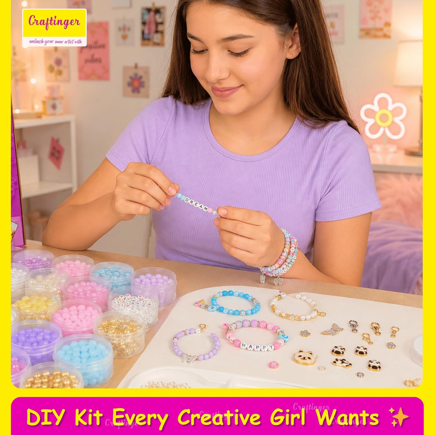 Craftinger Multi Beads Jewelry Making Kit for Kids Ages 6-12 – view 2