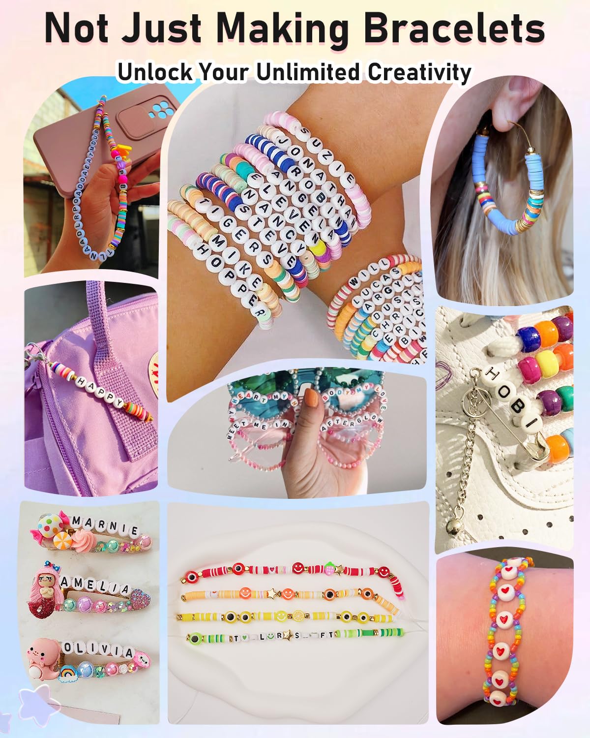 Mio Angle Friendship Bracelet Making Kit, Multicolor Clay Bead Jewelry Set with Charms for Ages 6-13 – view 3