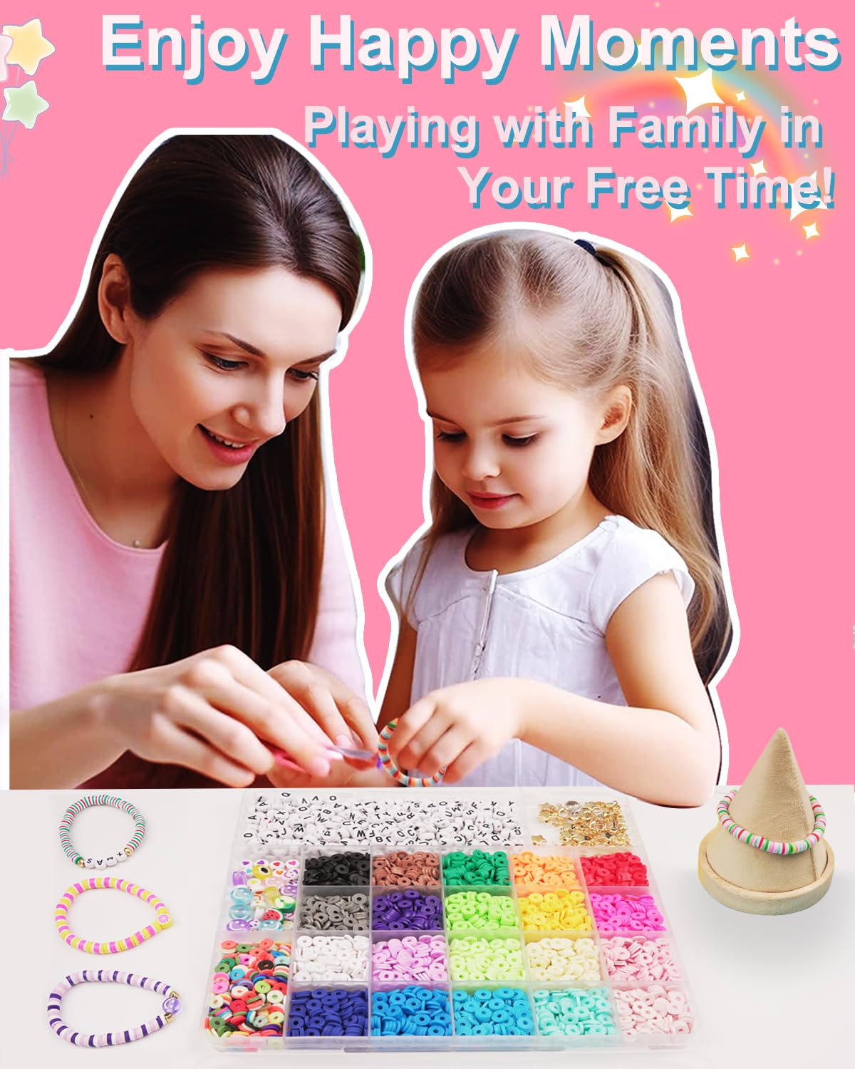Mio Angle Friendship Bracelet Making Kit, Multicolor Clay Bead Jewelry Set with Charms for Ages 6-13 – view 6