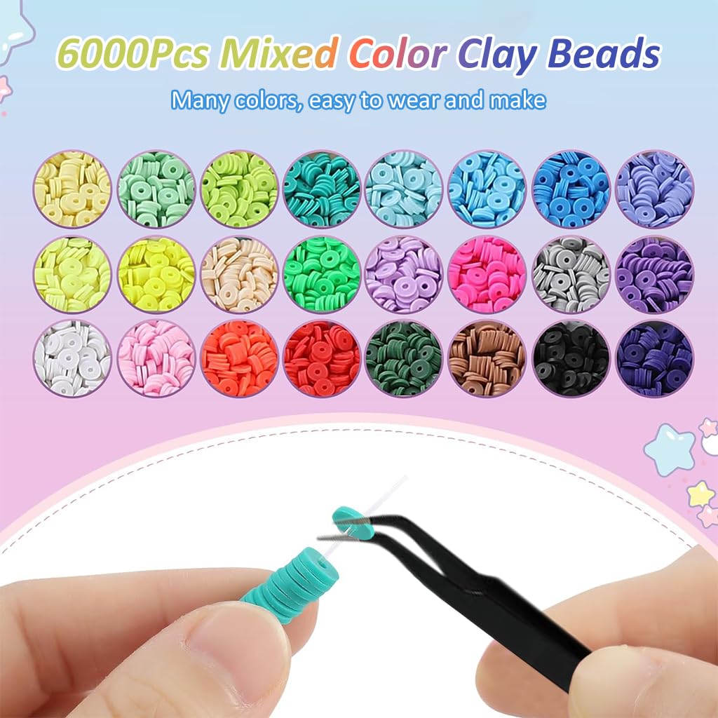 SANNIDHI 6000-Piece Clay Bead Bracelet Making Kit, Multicolor – view 3