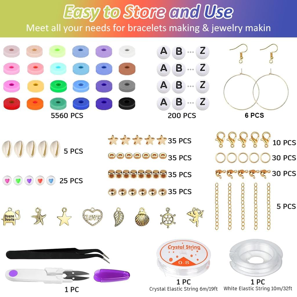 SANNIDHI 6000-Piece Clay Bead Bracelet Making Kit, Multicolor – view 2