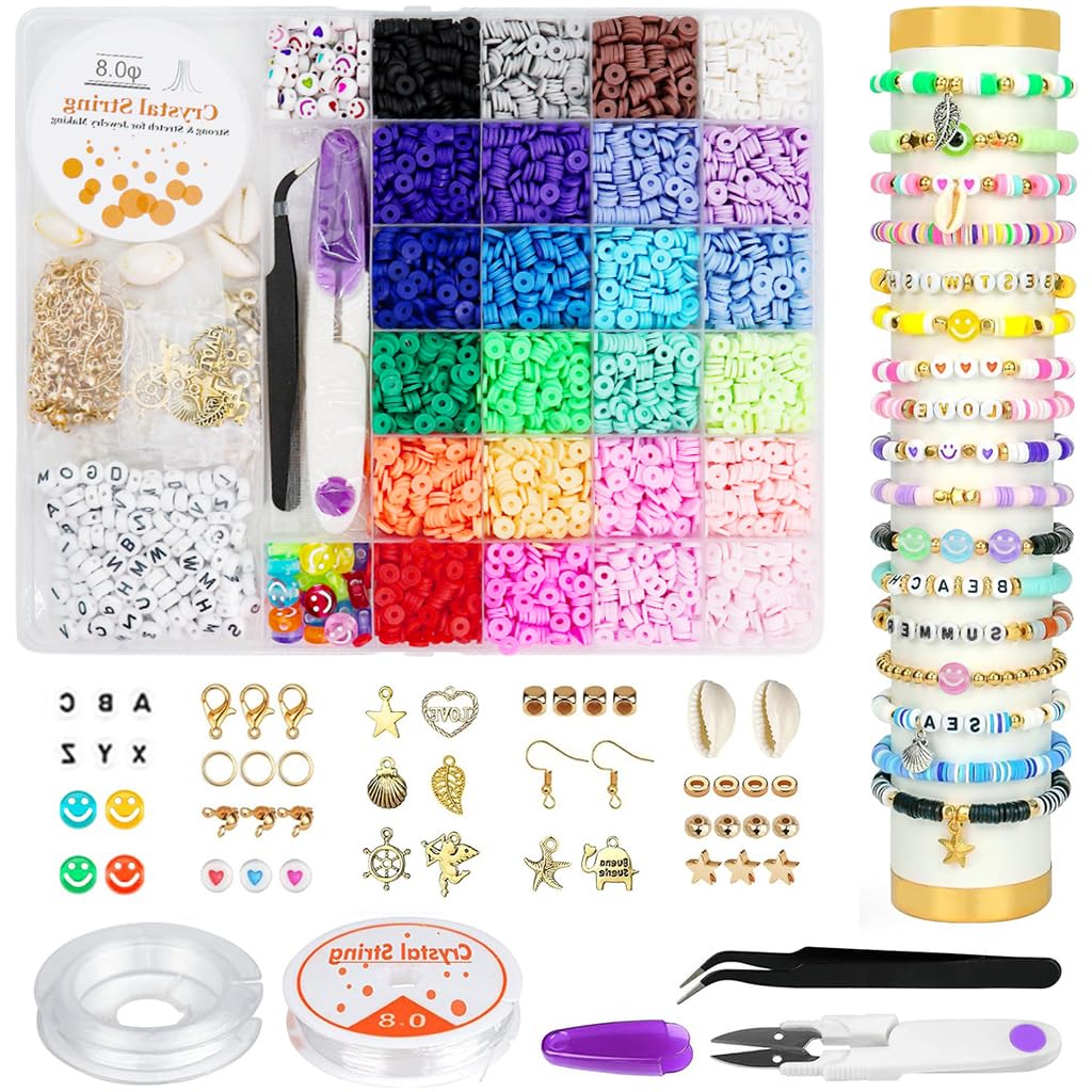 SANNIDHI® 6000pcs Clay Bead Bracelet Making Kit, 24-Color