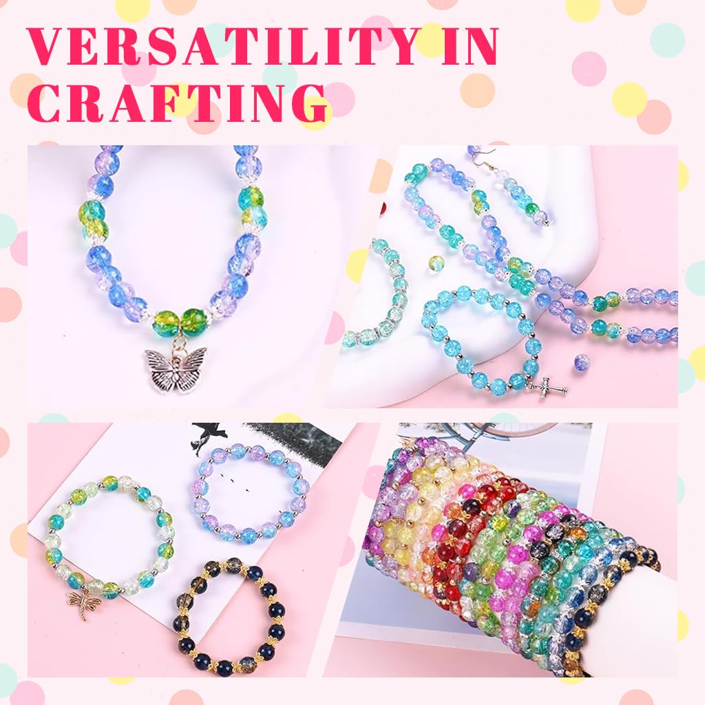 SANNIDHI 8mm Crackle Glass Beads, 24-Color Bracelet Making Set – view 3