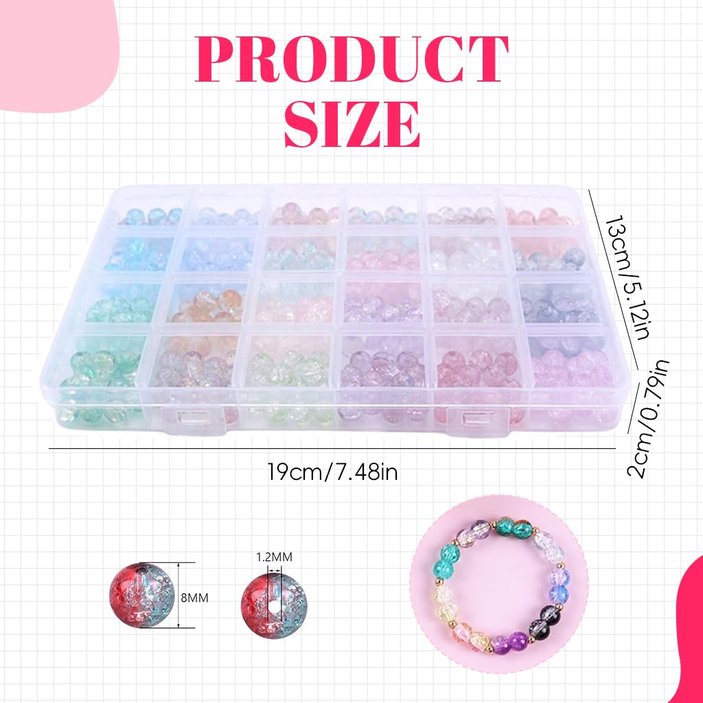 SANNIDHI 8mm Crackle Glass Beads, 24-Color Bracelet Making Set – view 5