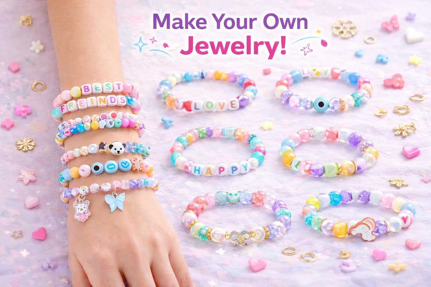 Ambitieux DIY Bracelet Making Kit for Girls, 600+ Beads with Charms & Tools, Ages 7-12 – view 6