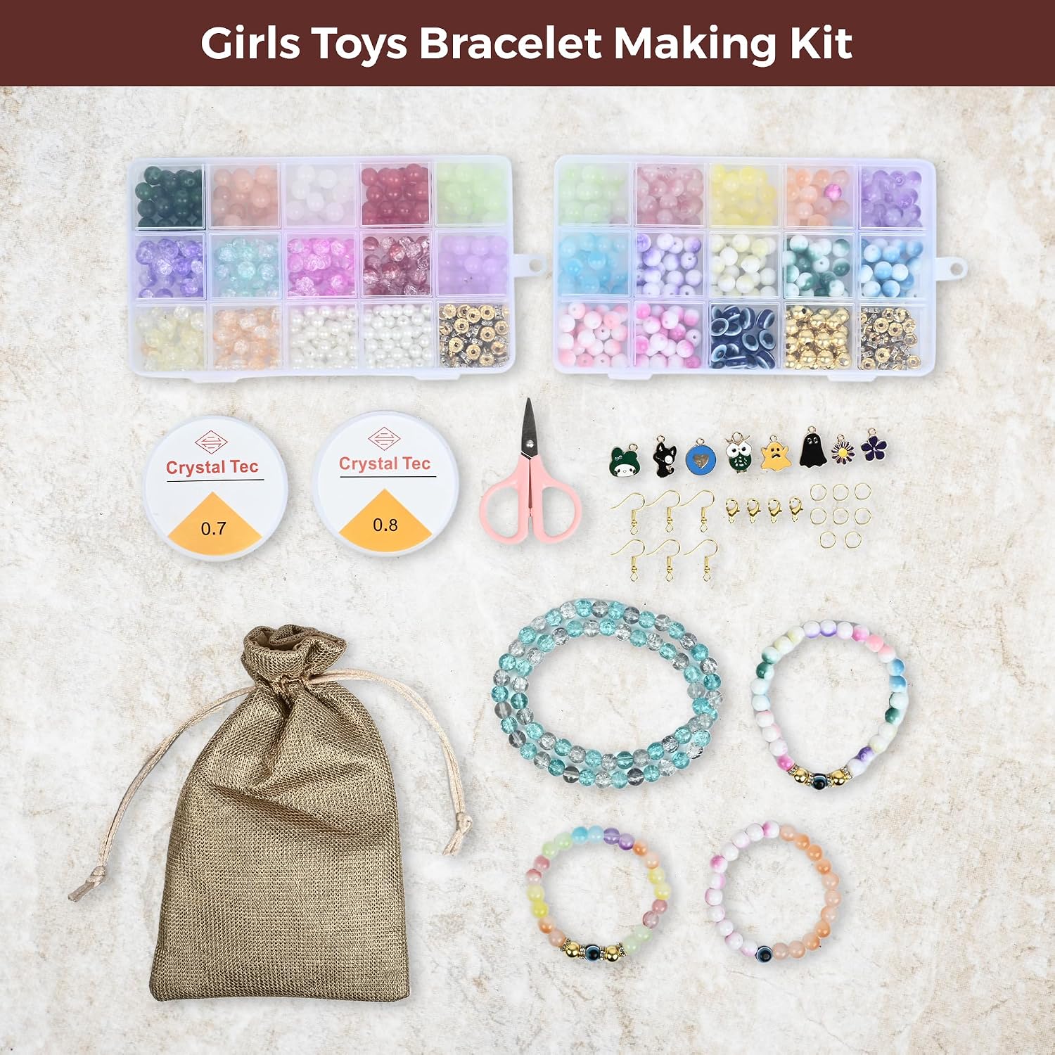 Ambitieux DIY Bracelet Making Kit for Girls, 600+ Beads with Charms & Tools, Ages 7-12 – view 7