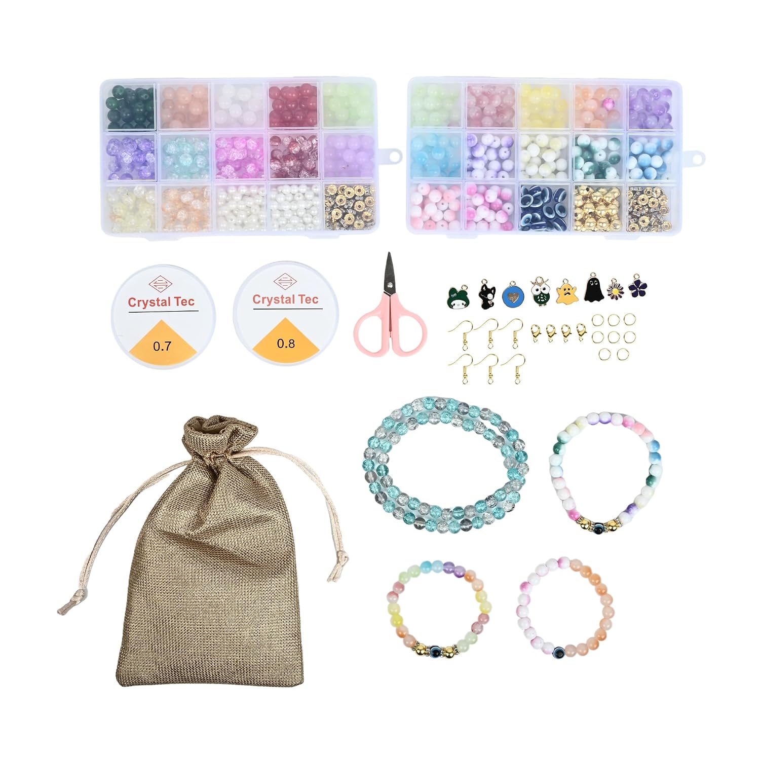 Ambitieux DIY Bracelet Making Kit for Girls, 600+ Beads with Charms & Tools, Ages 7-12 – view 8