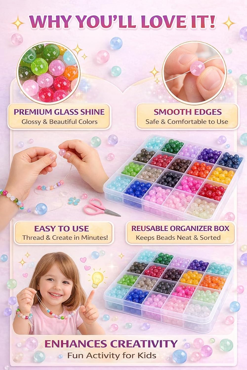 Ambitieux Bracelet Making Kit for Girls, 24-Color DIY Jewelry Kit (Jelly) – view 7