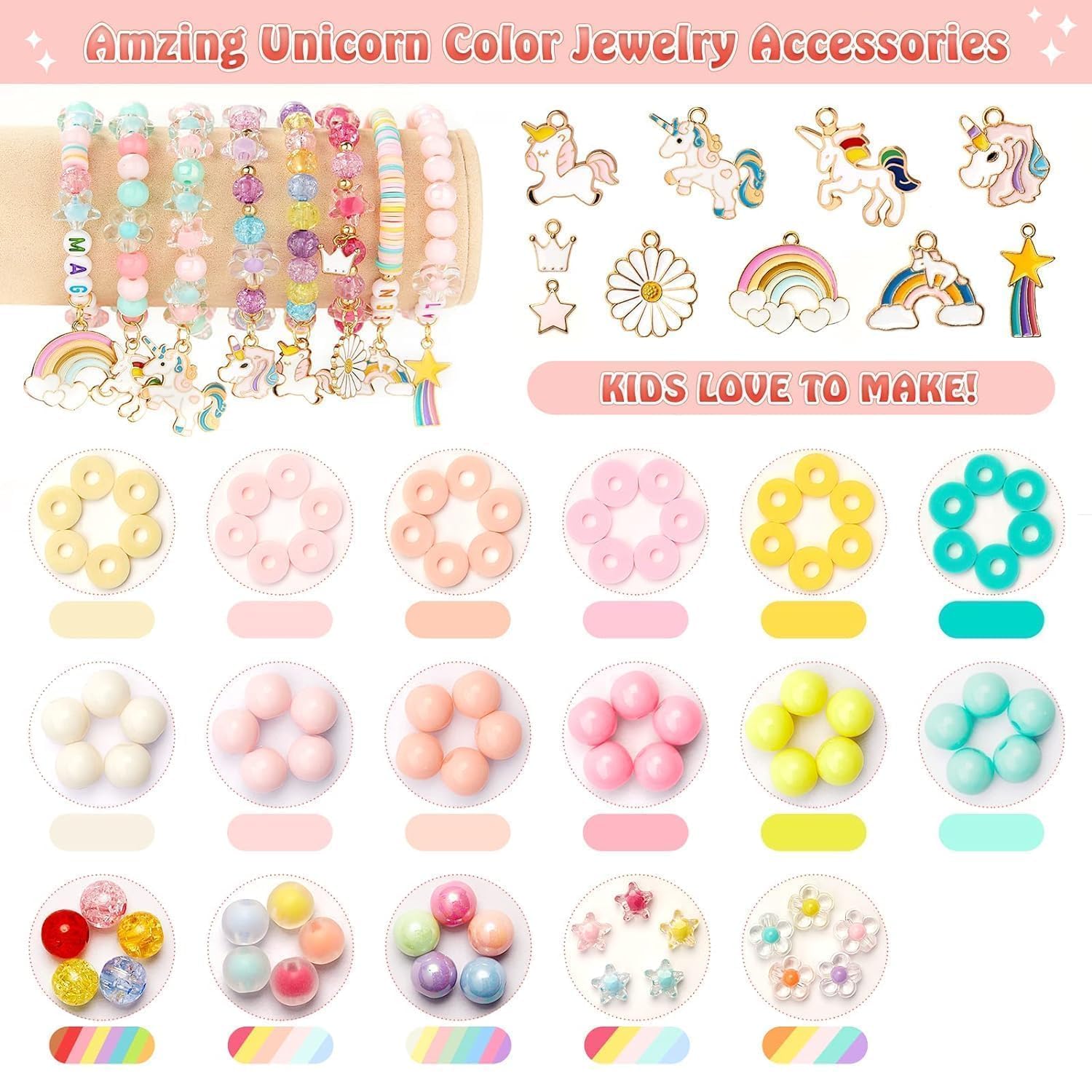 Hudux Heishi Clay Beads Bracelet Making Kit - Unicorn – view 3