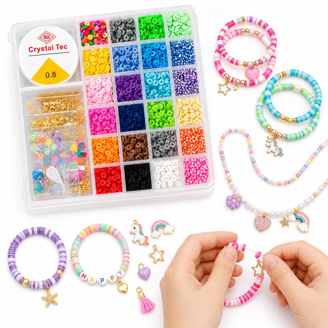 NYS STORE Clay Bead Bracelet Making Kit for Girls with Unicorn Charms & Alphabet Beads – view 2