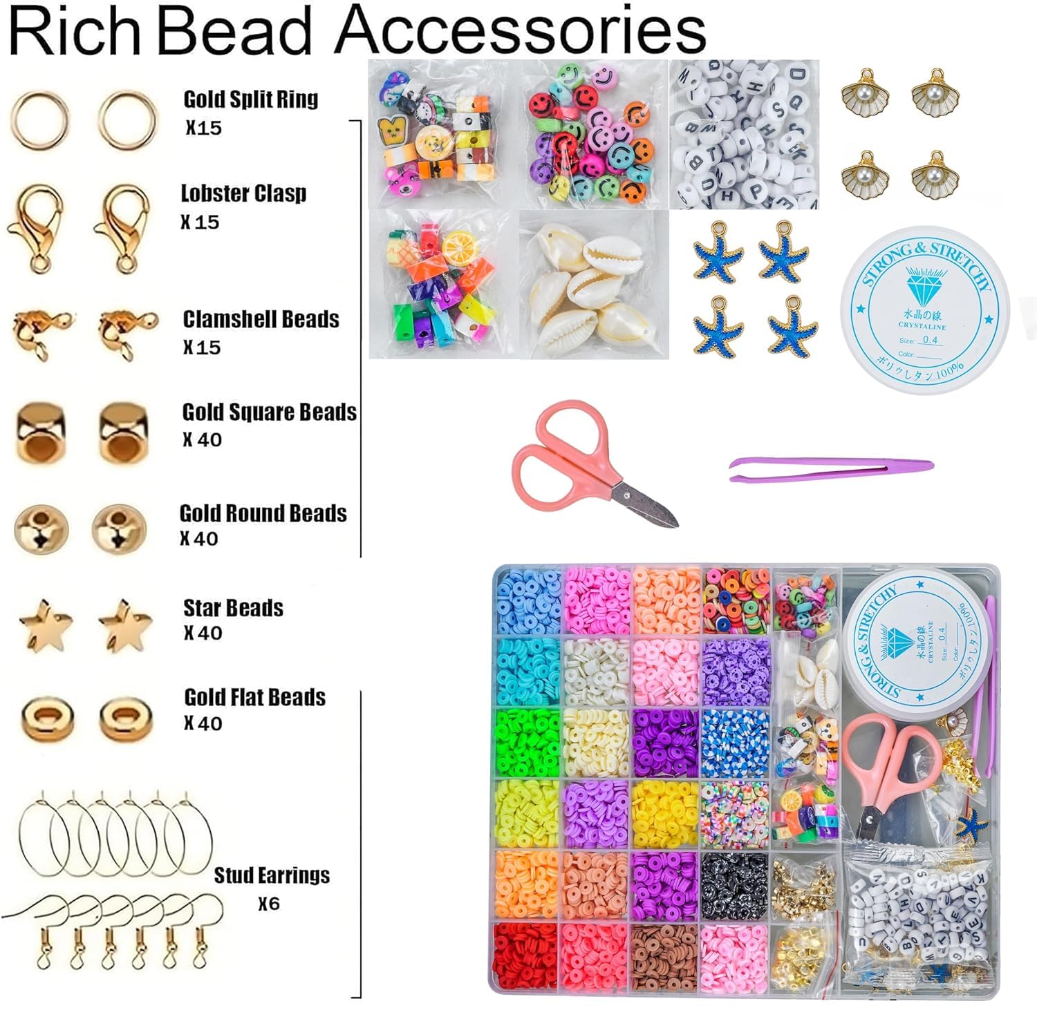 NYS STORE Clay Bead Bracelet Making Kit for Girls with Unicorn Charms & Alphabet Beads – view 4