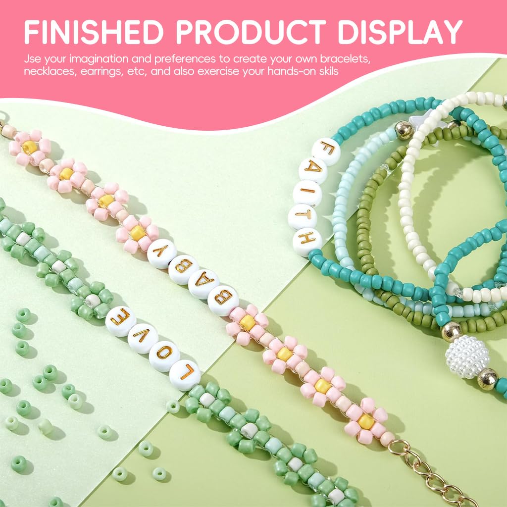 SANNIDHI 3mm Glass Seed Beads Bracelet Making Set with Letter Beads – view 6