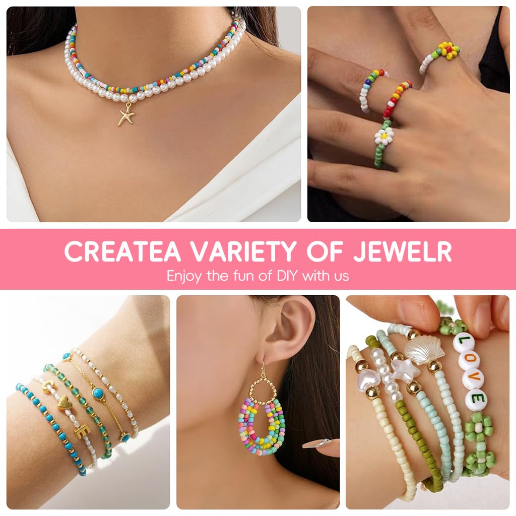 SANNIDHI 3mm Glass Seed Beads Bracelet Making Set with Letter Beads – view 7