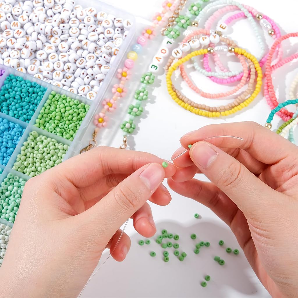 SANNIDHI 3mm Glass Seed Beads Bracelet Making Set with Letter Beads – view 5