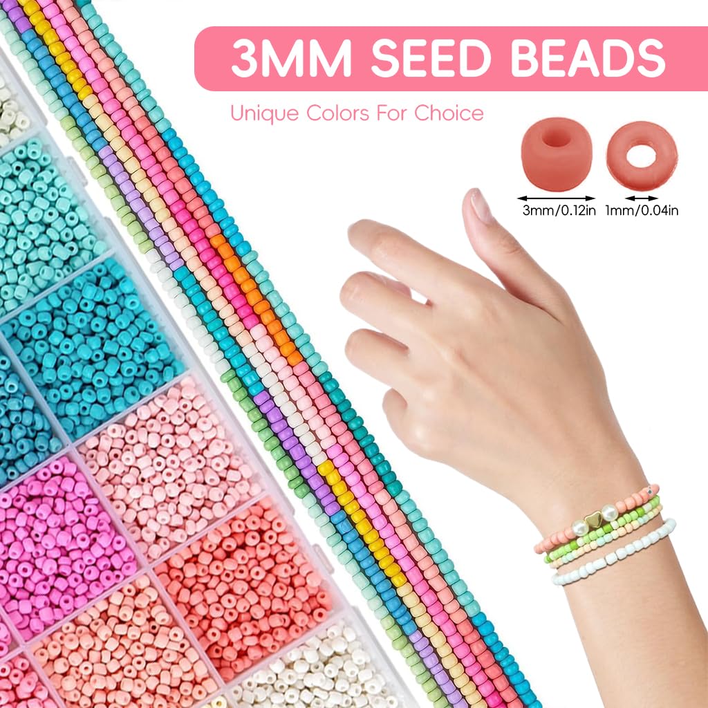 SANNIDHI 3mm Glass Seed Beads Bracelet Making Set with Letter Beads – view 4