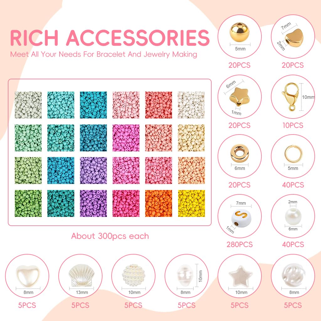 SANNIDHI 3mm Glass Seed Beads Bracelet Making Set with Letter Beads – view 2