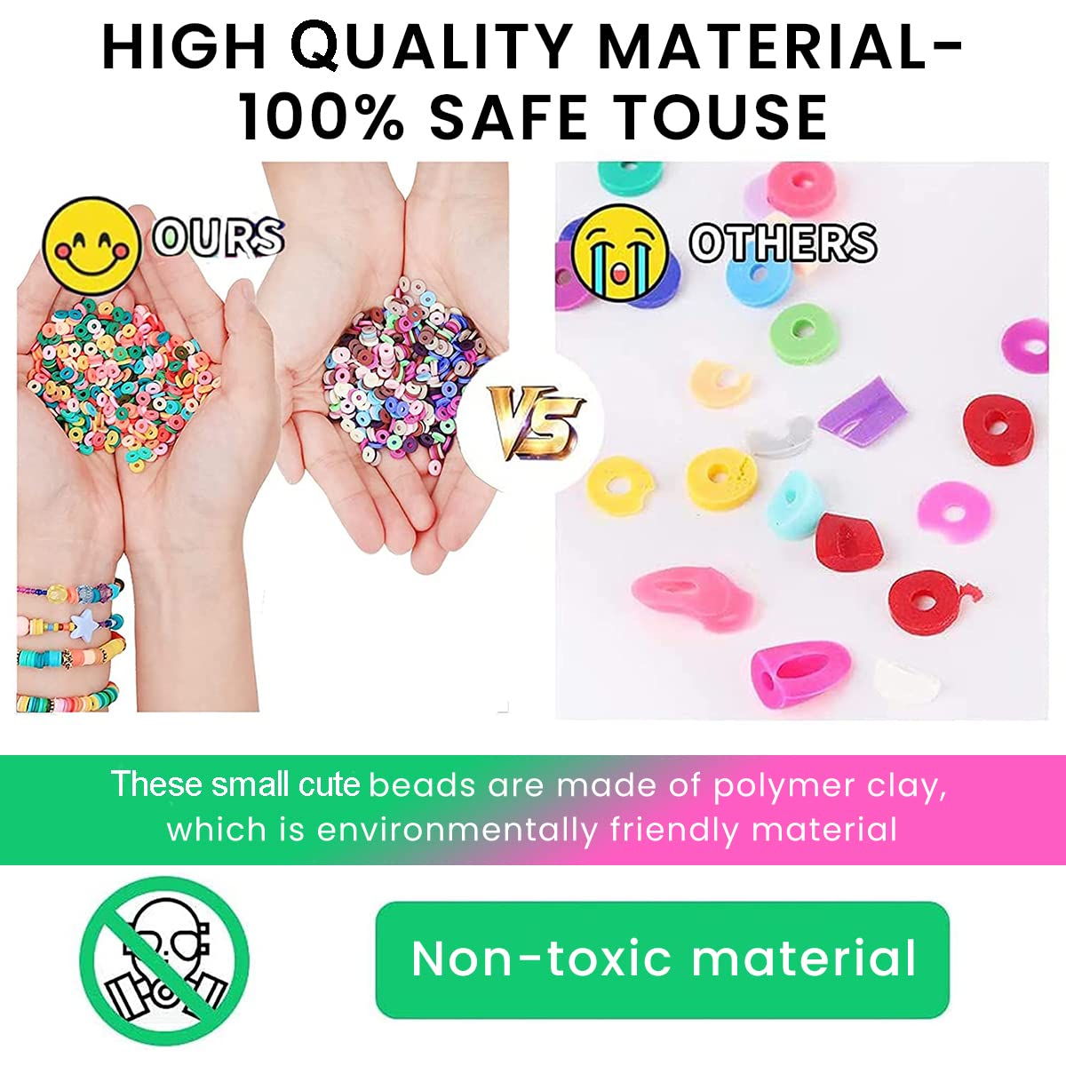 SANNIDHI 3868-Piece Clay Beads Bracelet Making Kit, 18 Colors – view 3
