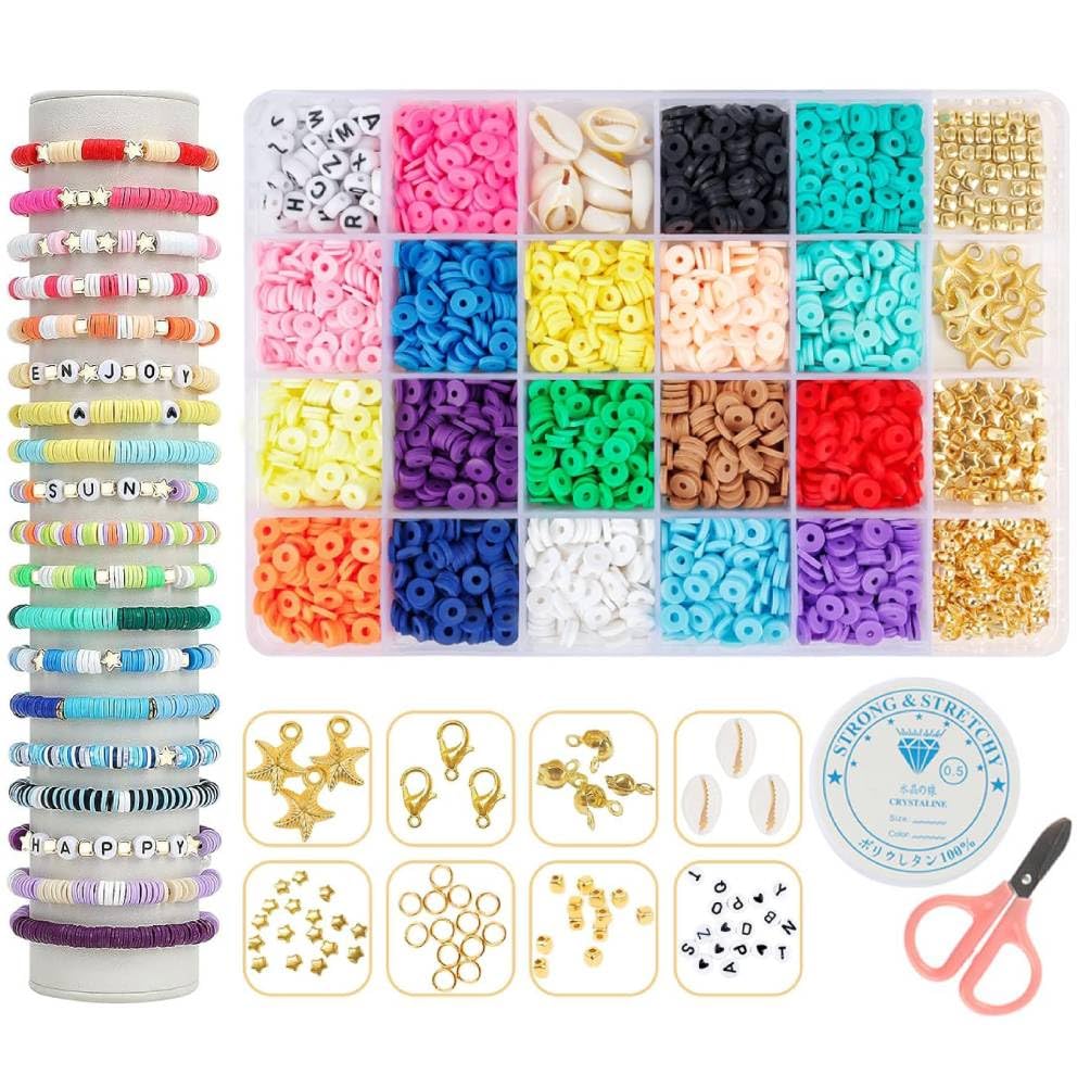 SANNIDHI 3868pcs Clay Beads Bracelet Making Kit, 18 Colours for Girls