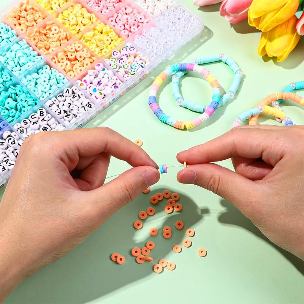 SANNIDHI Clay Beads Kit for Bracelet Making, 3860 Pieces, 8 Colors – view 3