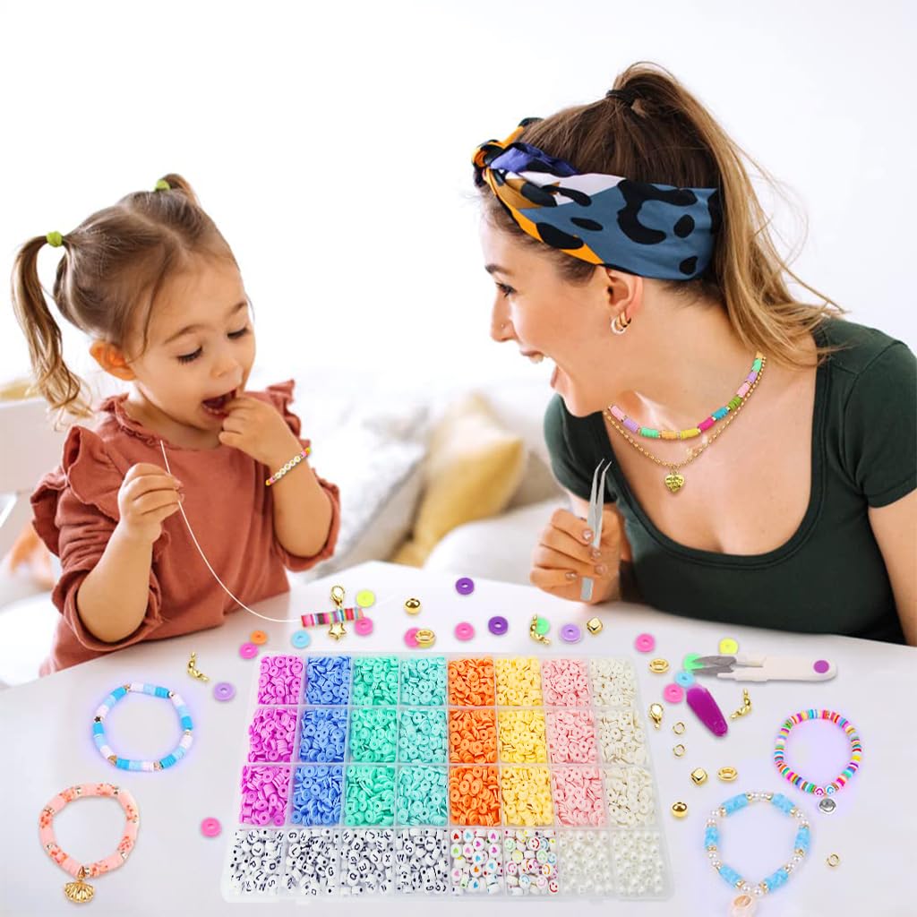 SANNIDHI Clay Beads Kit for Bracelet Making, 3860 Pieces, 8 Colors – view 6