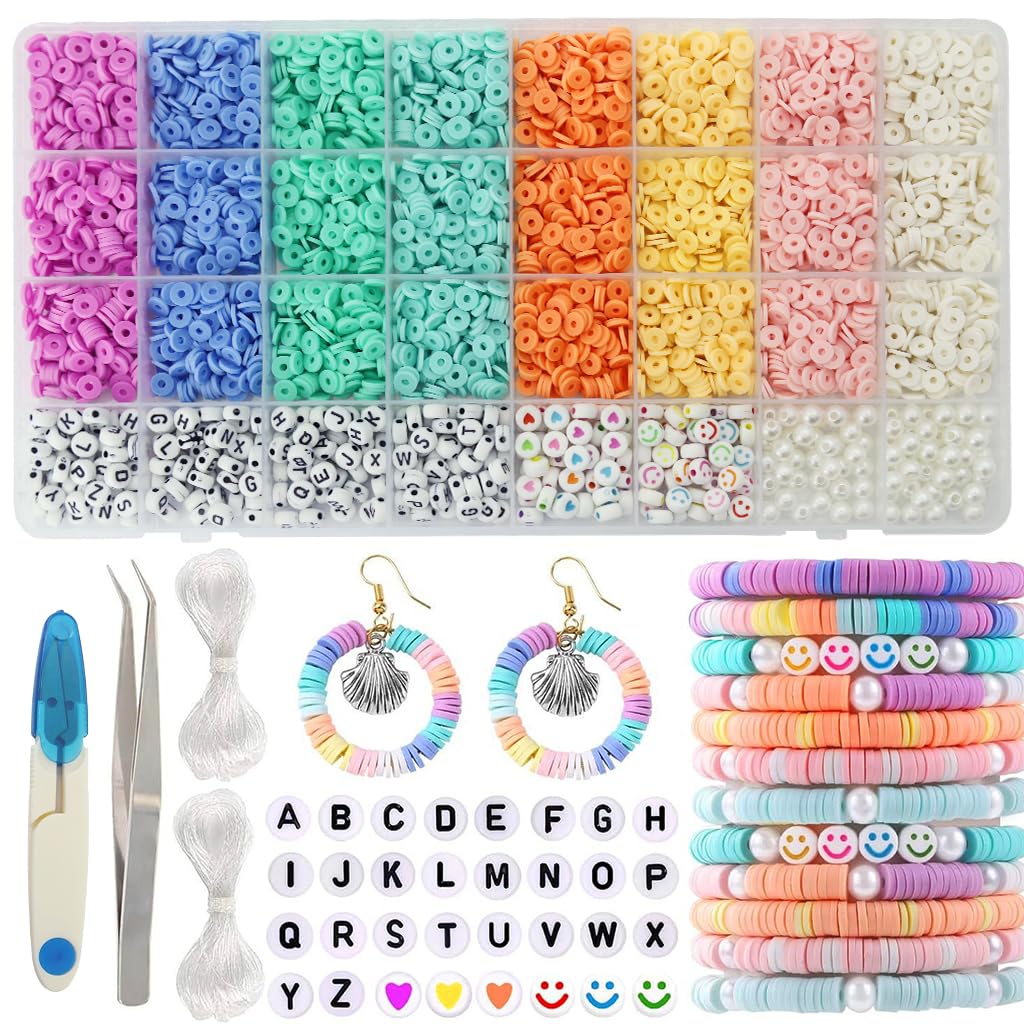 SANNIDHI 3860pcs Clay Beads Kit for Bracelet Making, 8-Color Letter