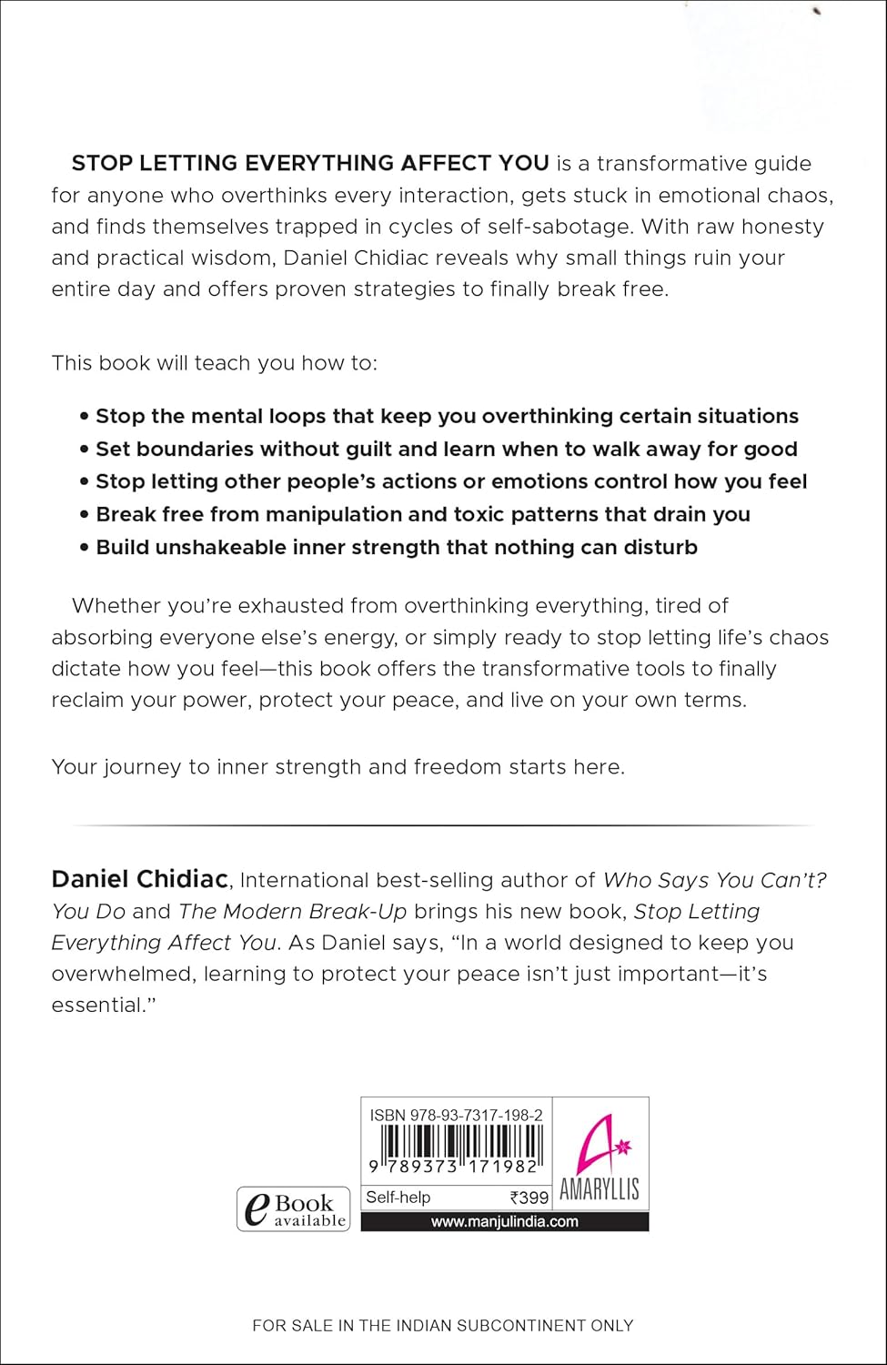 Stop Letting Everything Affect You by Daniel Chidiac (Paperback) – view 2